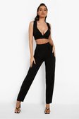 Black Pleat Front Tailored Trousers