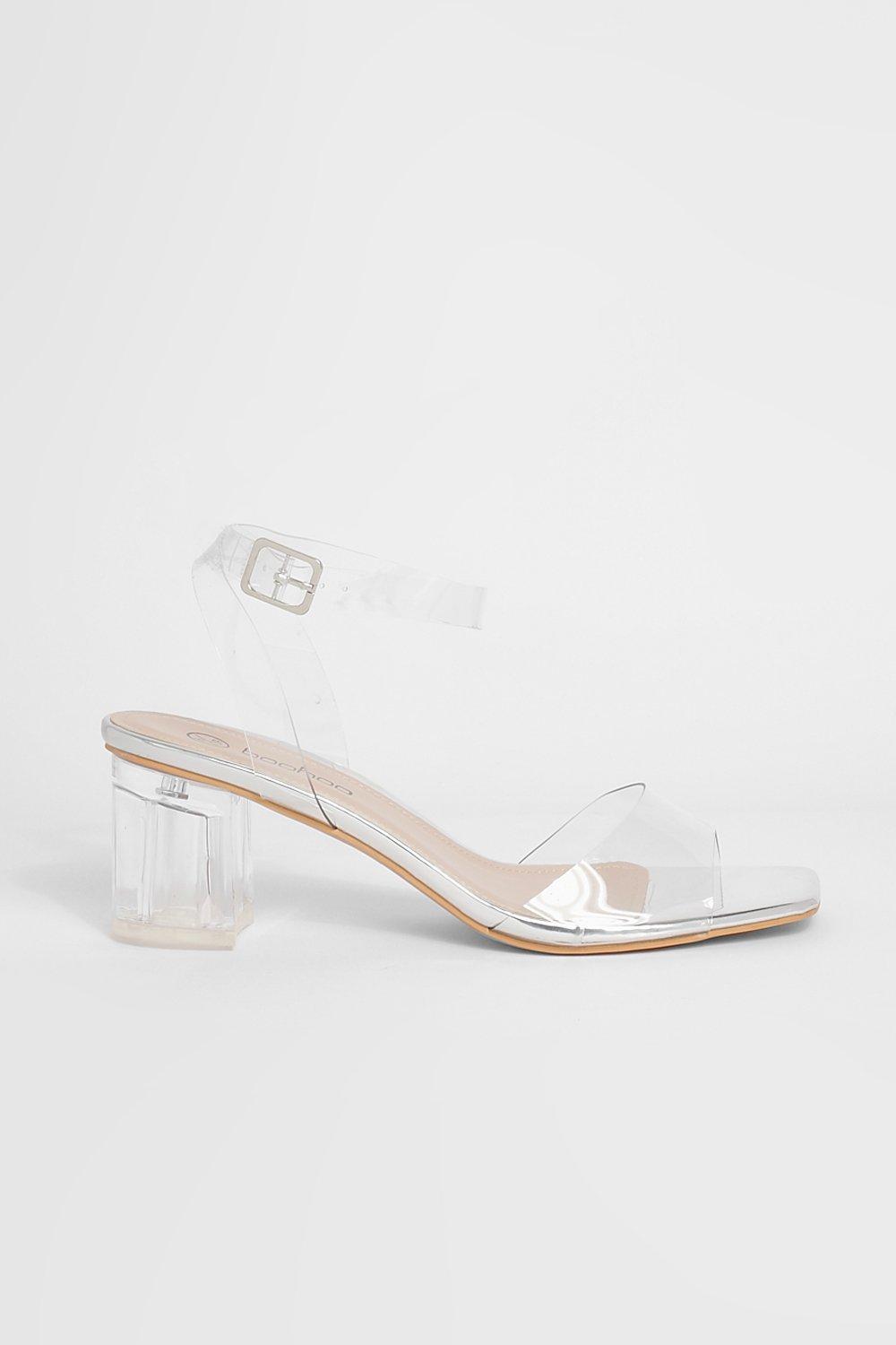 Boohoo clear clearance block heels