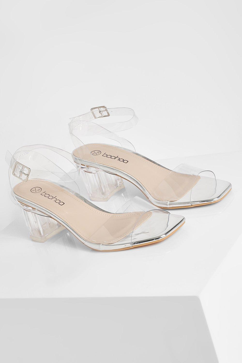 Clear block heels wide cheap fit