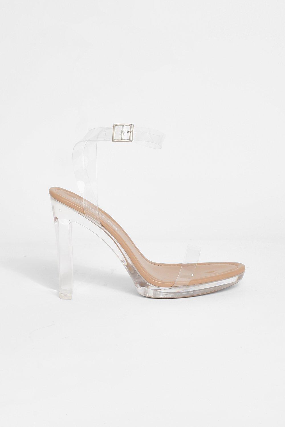 White clear clearance platform heels