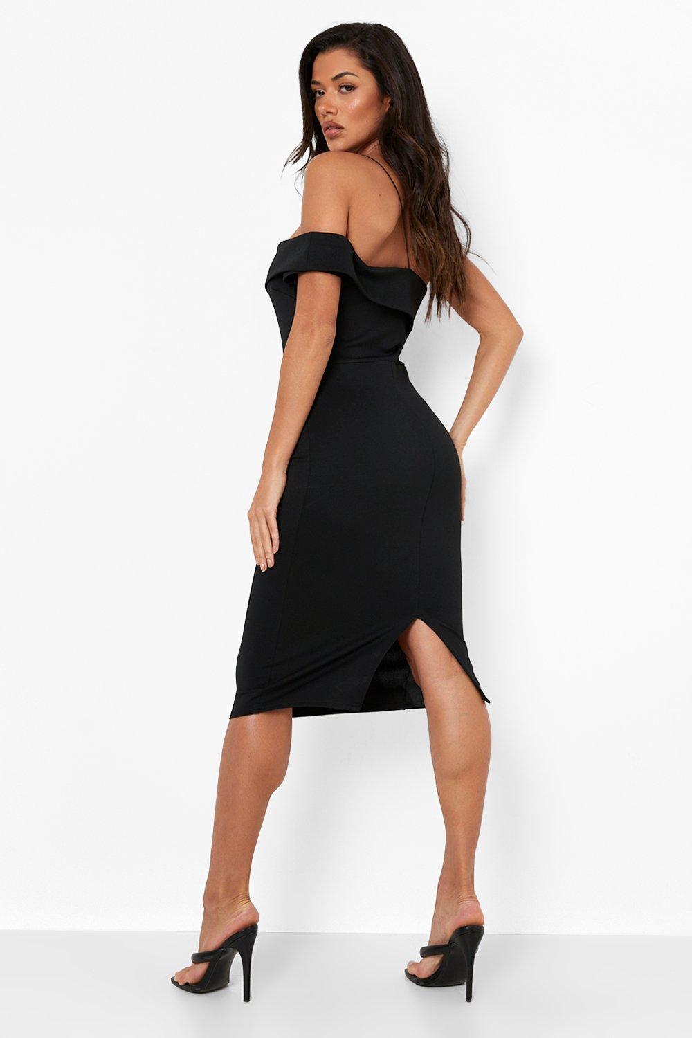 Boohoo robe epaule dénudée hot sale