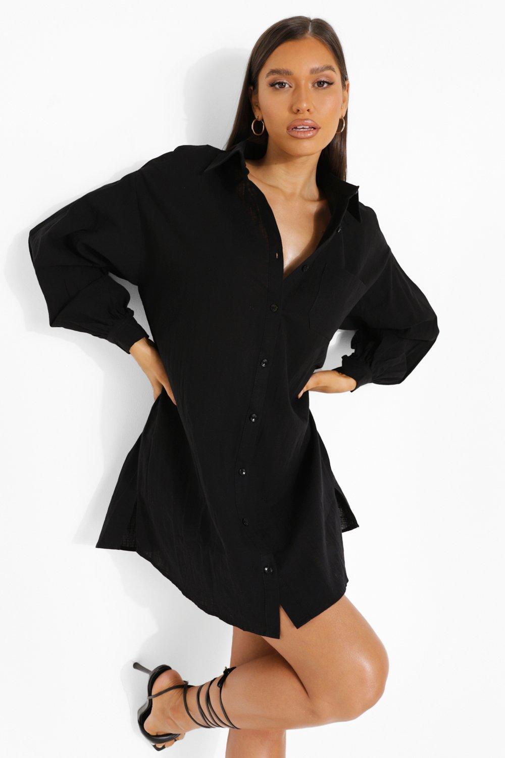 Black oversized shirt store dress