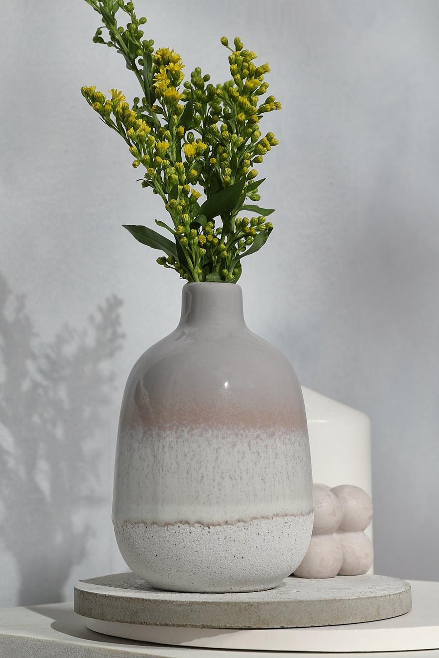 Graue Vase mit Mojave-Glasur, Cream image number 1