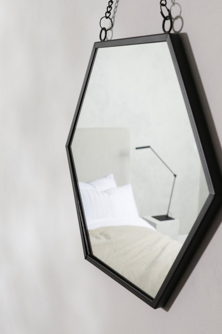 Espejo hexagonal con marco negro azabache, Black image number 1