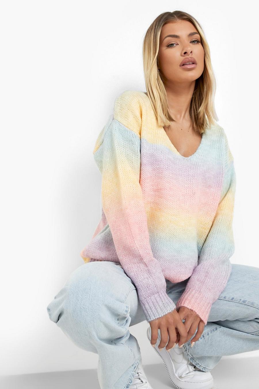 Pink Soft Knit Ombre Sweater image number 1