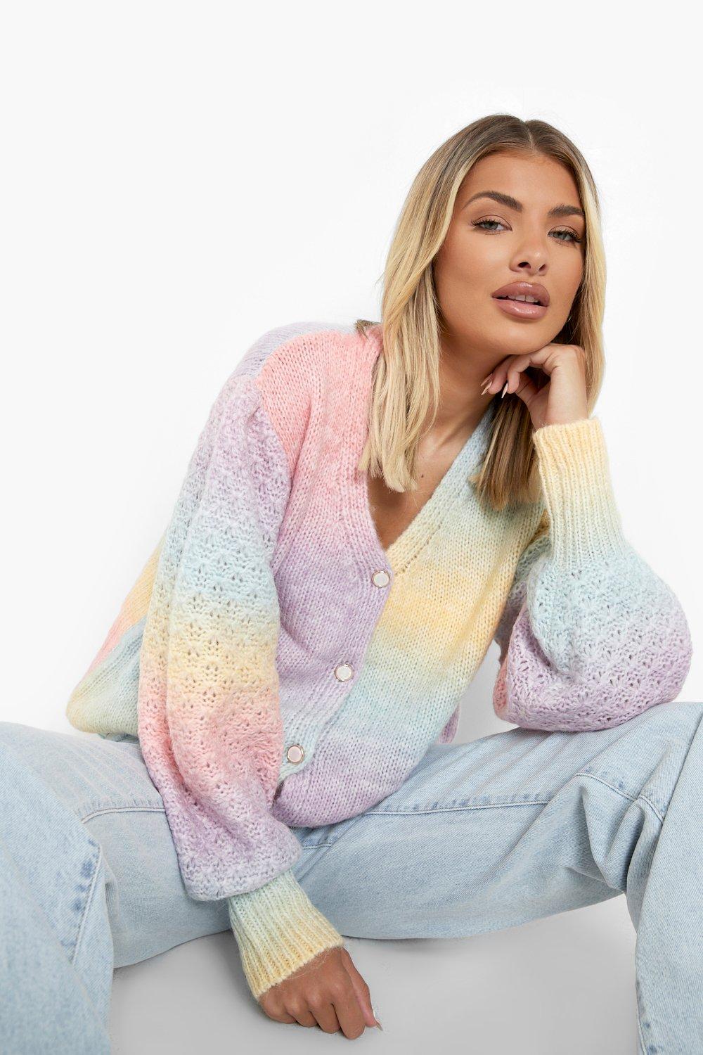 Pastel rainbow clearance knit cardigan