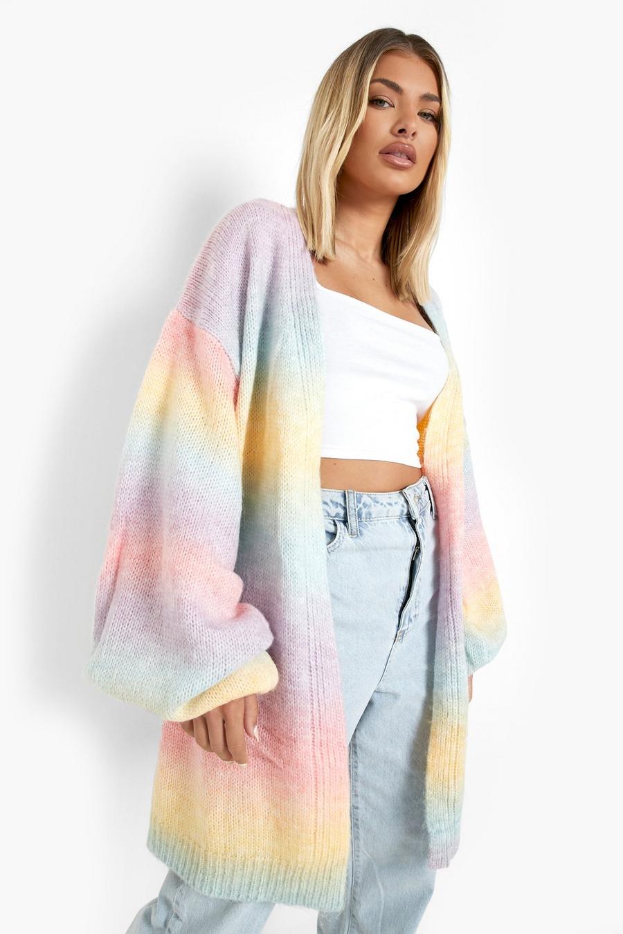 Pink Soft Knit Ombre Slouchy Cardigan