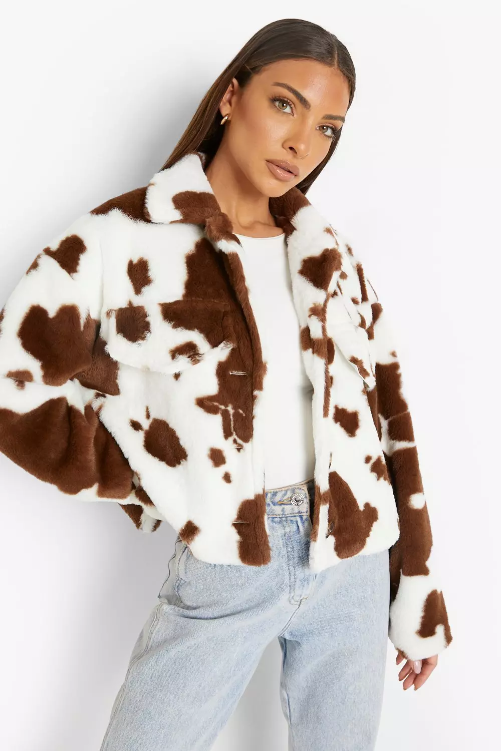 Cow store print coat