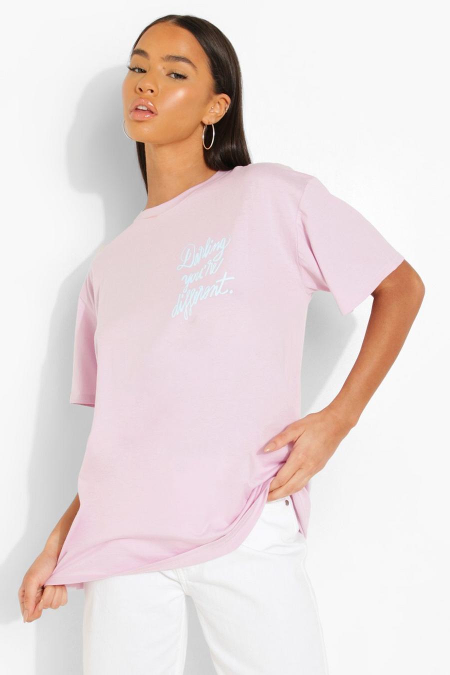 Lilac Darling Printed Oversized T-shirt image number 1