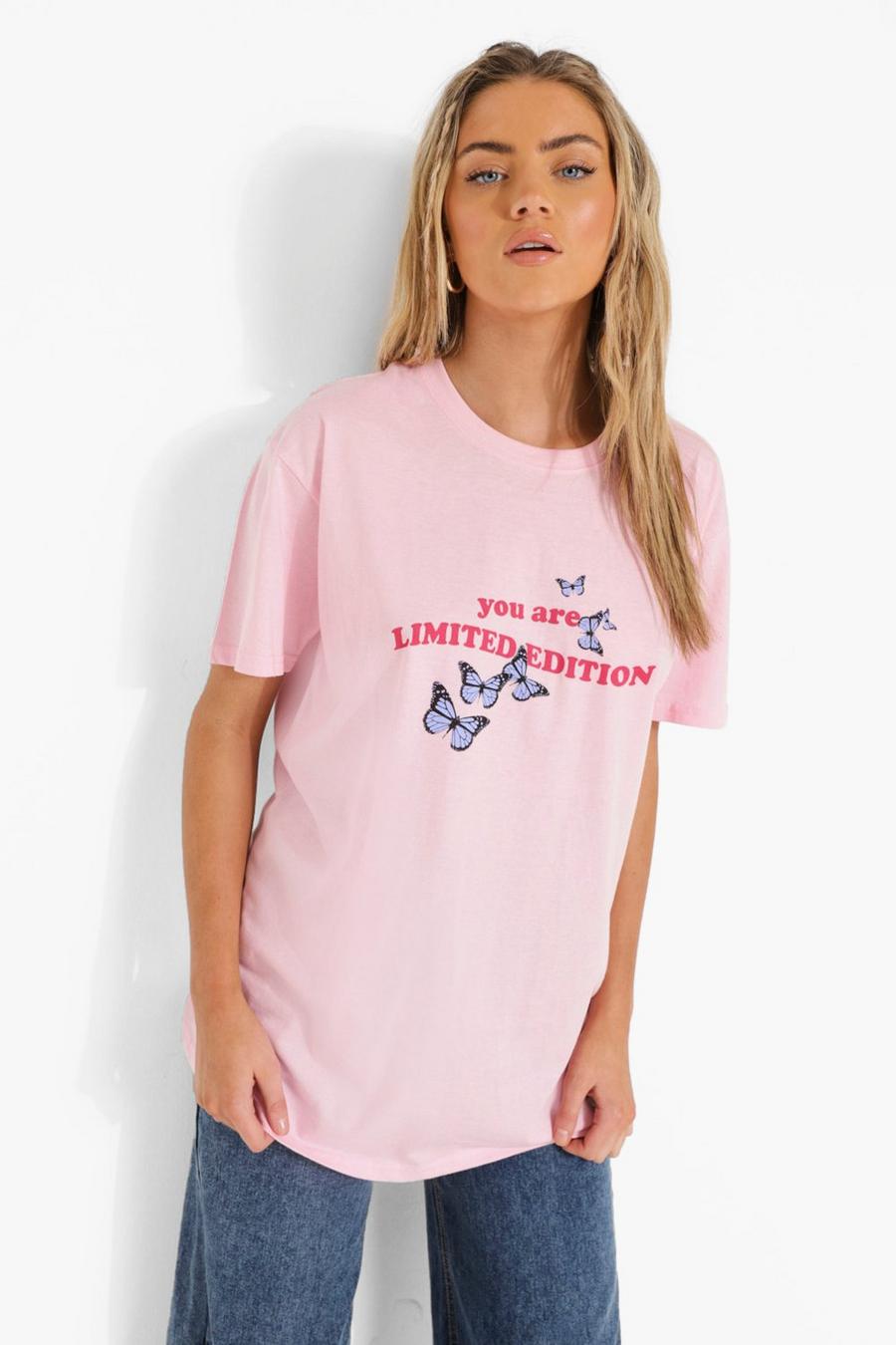 Pale pink Limited Edition Printed Oversized T-shirt image number 1
