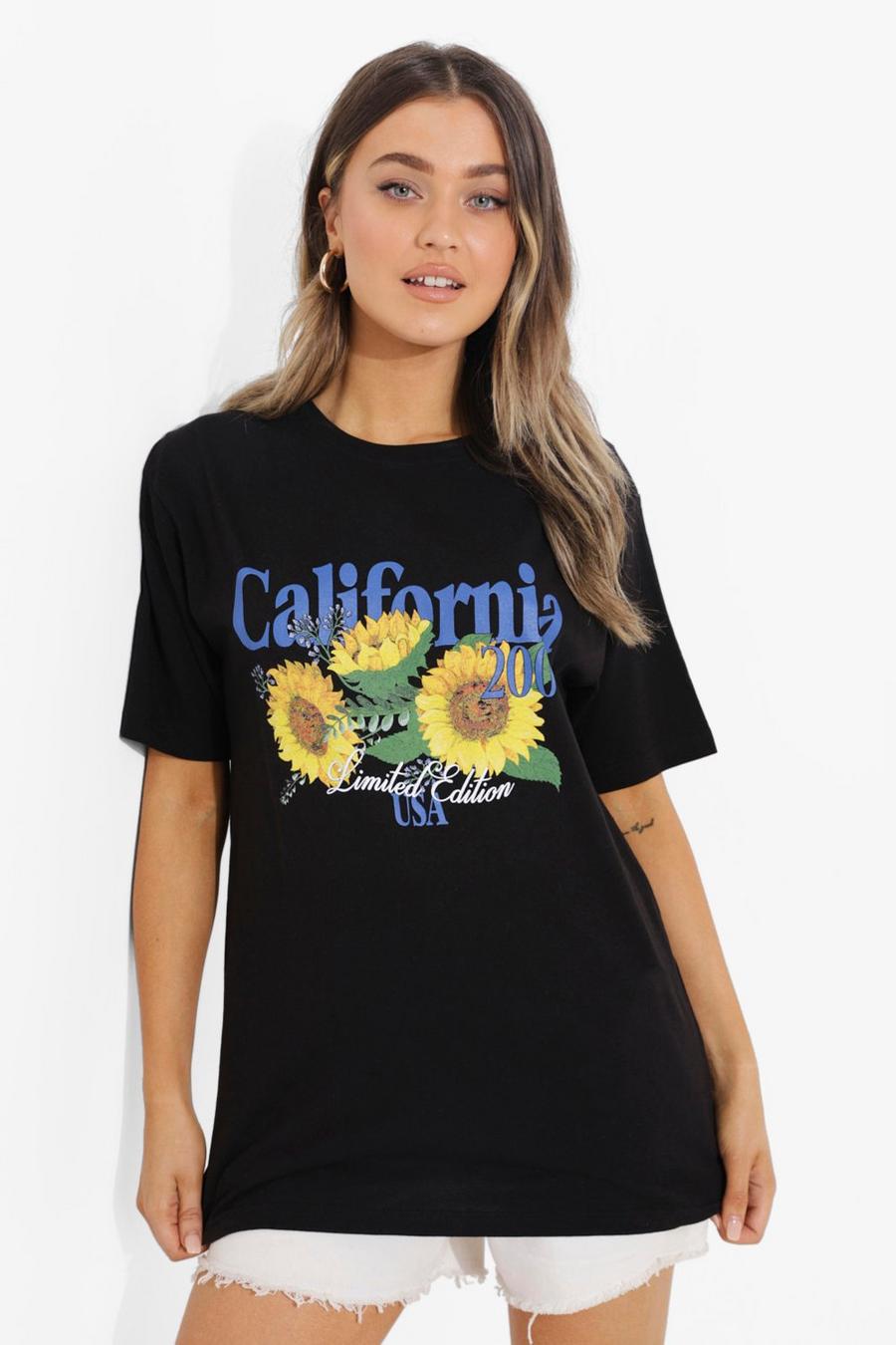 Black California Printed Oversized T-shirt image number 1