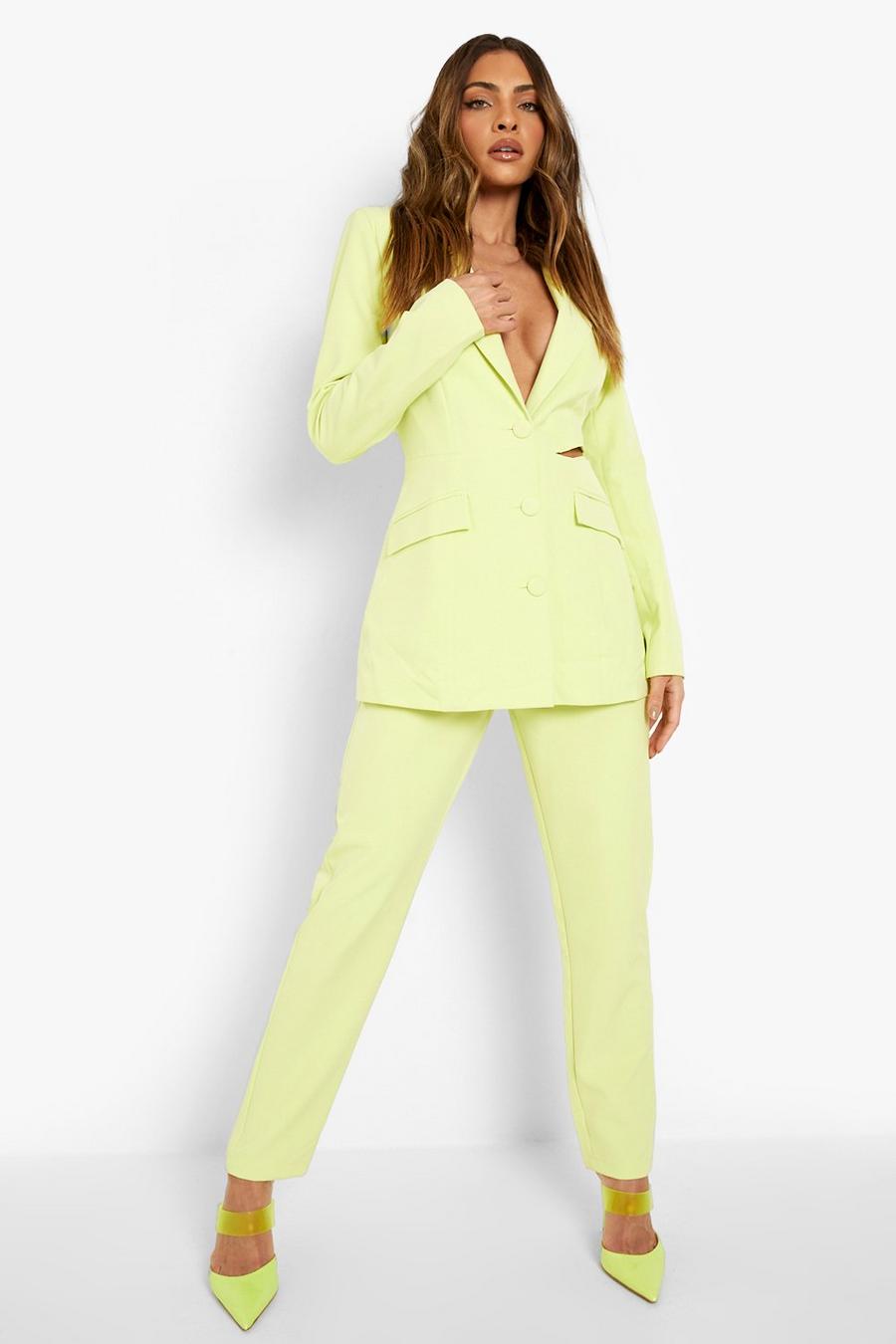 Soft lime yellow Slim Fit Tailored Trousers