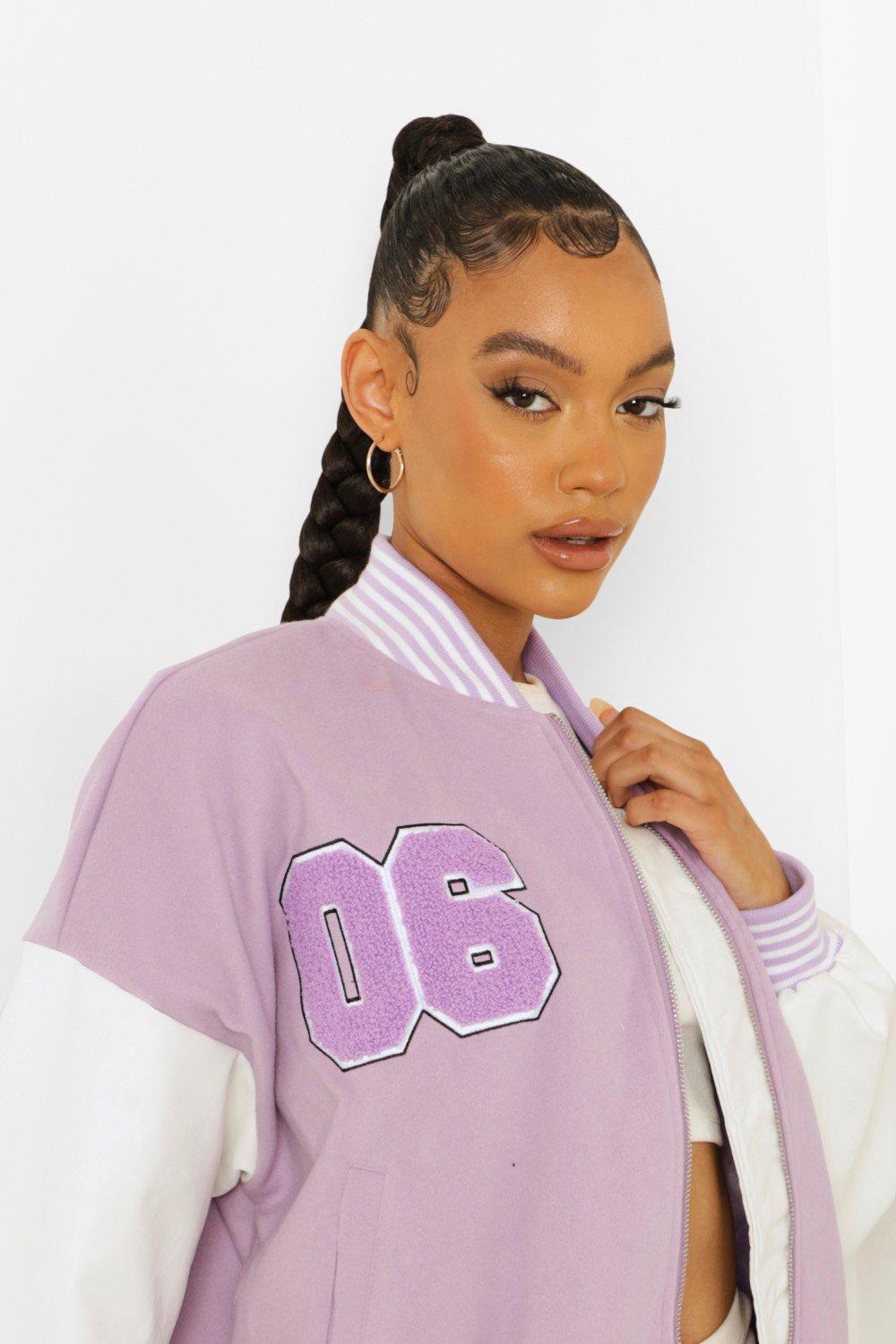 Faux Leather Sleeve Varsity Jacket boohoo IE