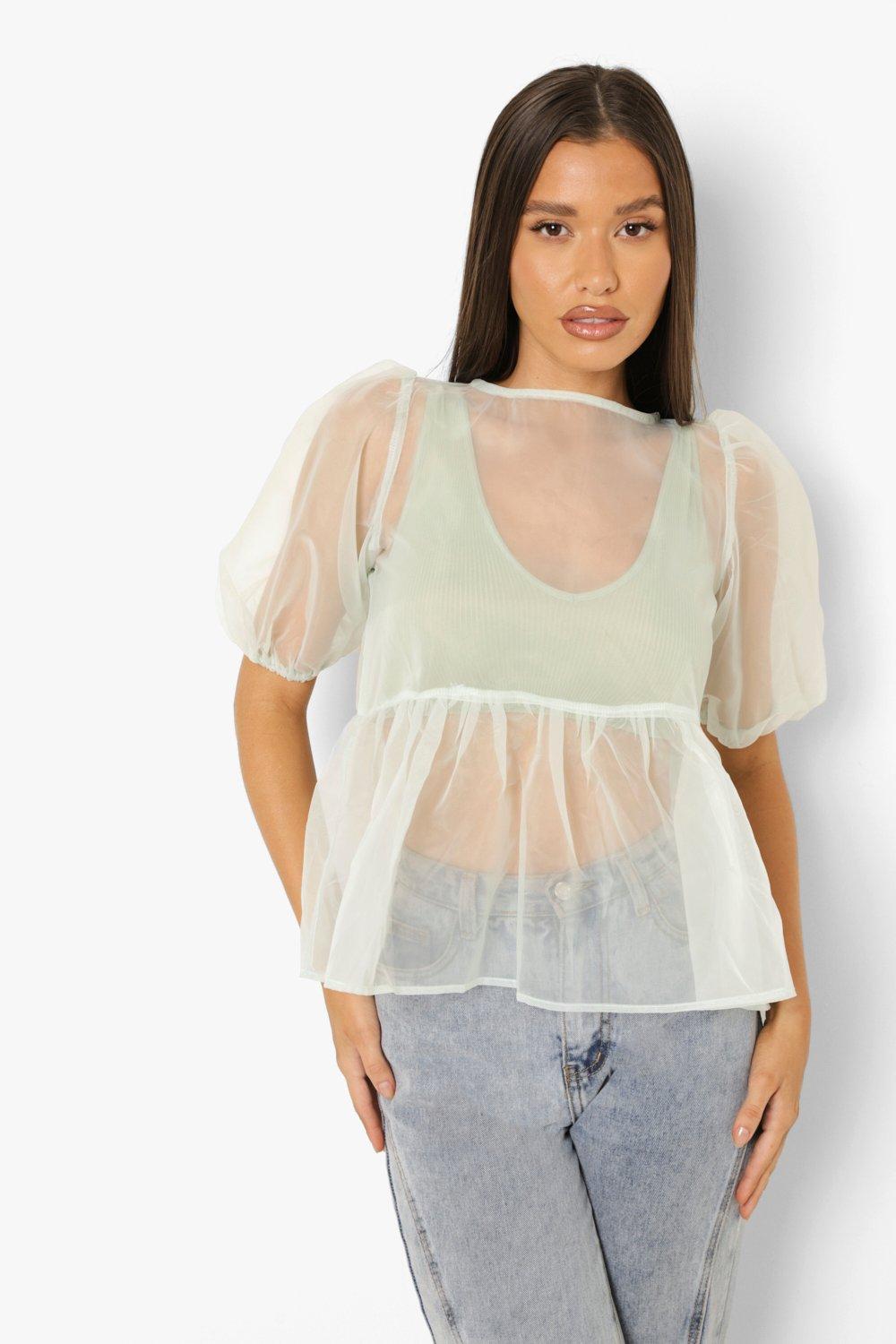 Tall Frill Detail Strappy Peplum Top