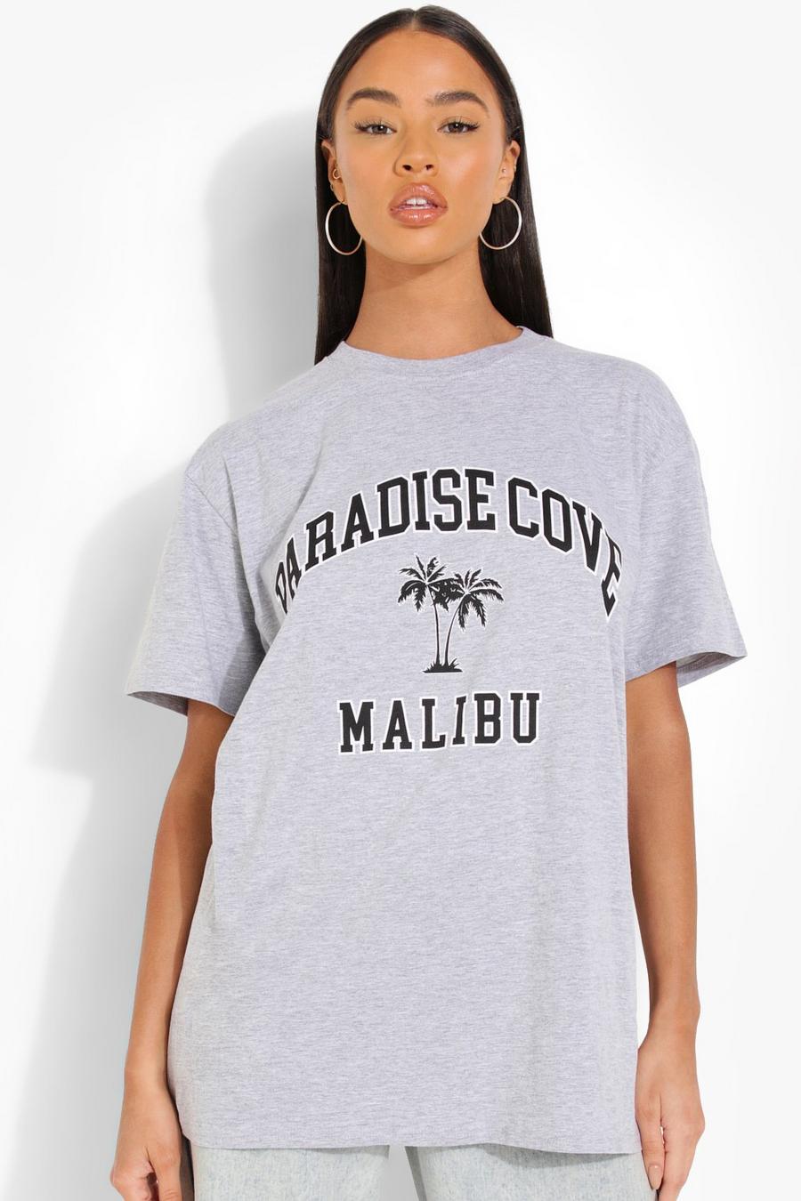 T-shirt Oversize con stampa Paradise Cove, Grey marl image number 1