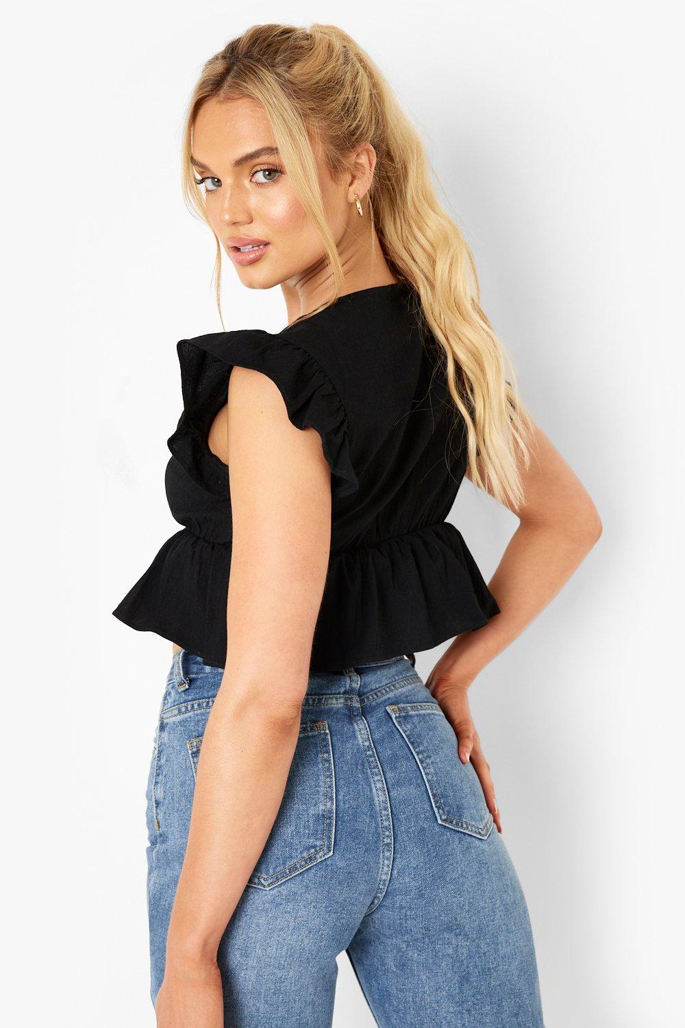 Cropped Peplum Top | boohoo