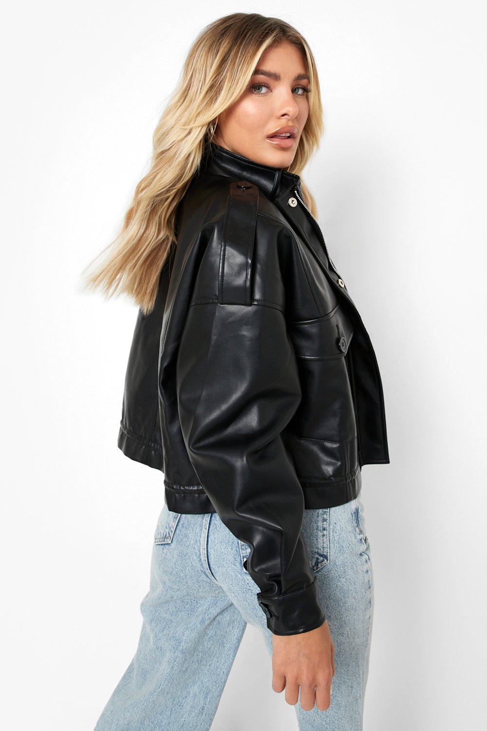 Faux Leather Utility Jacket