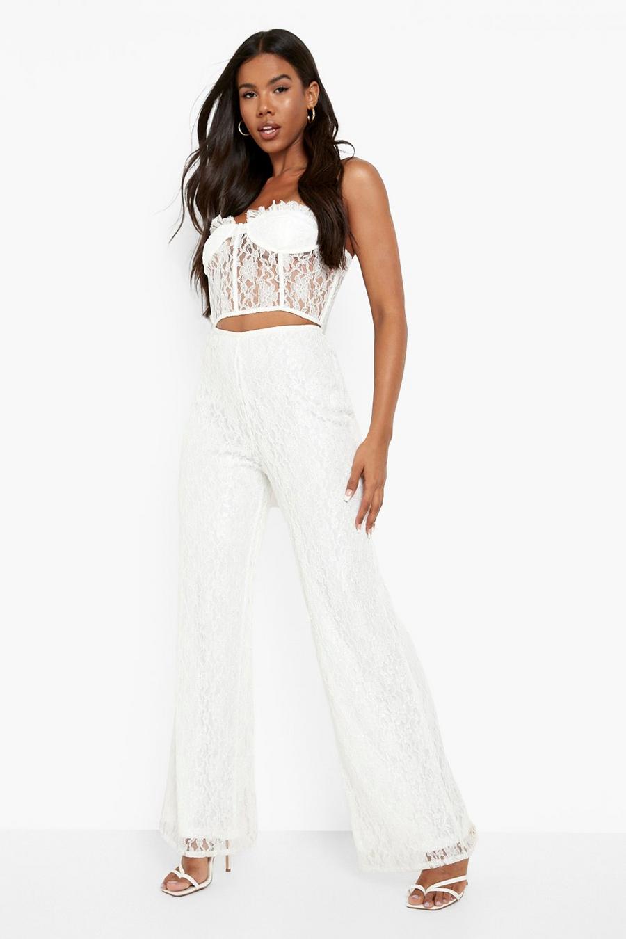 Ivory Lace Wide Leg Pants image number 1