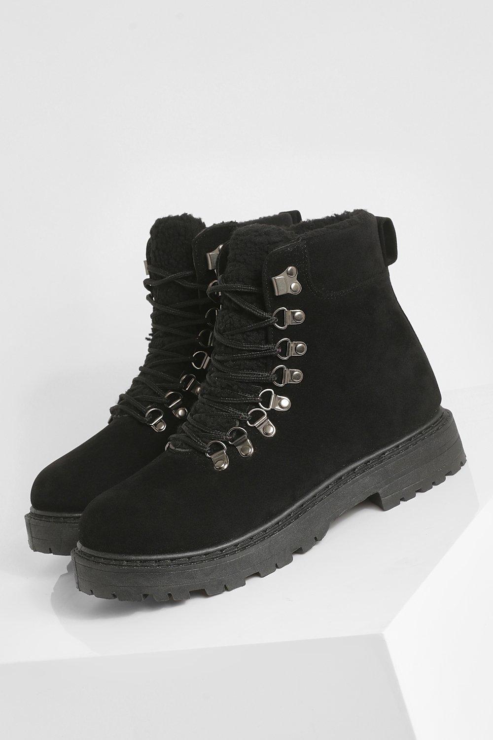 lace up fluffy boots