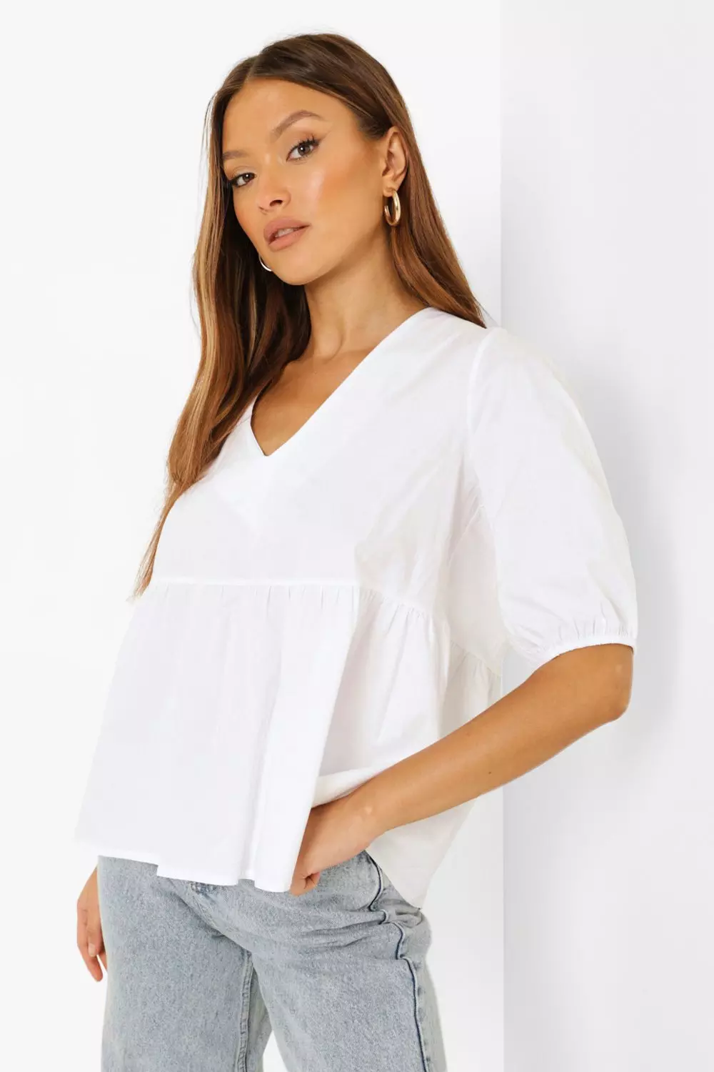White Tie Back Smock Top alternative image