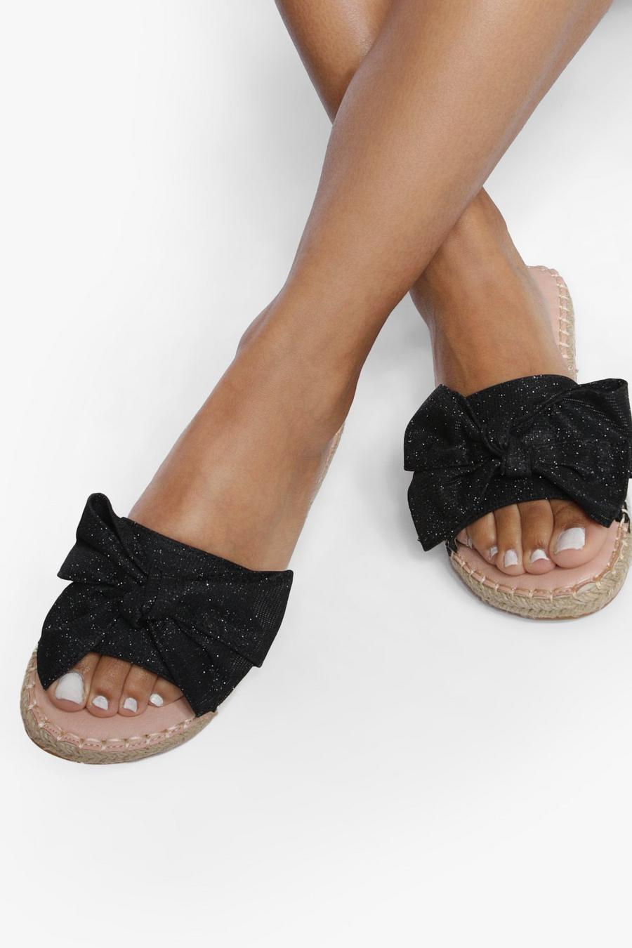 Black Bow Detail Sandals image number 1
