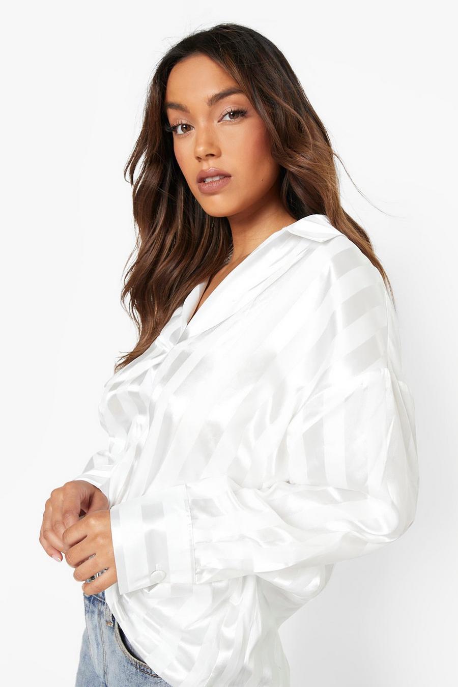 Camicia oversize a righe, White image number 1