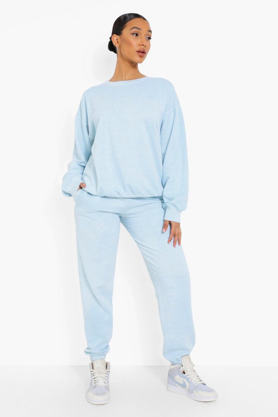 Pastel blue Oversized Overdyed Marl Joggers image number 1