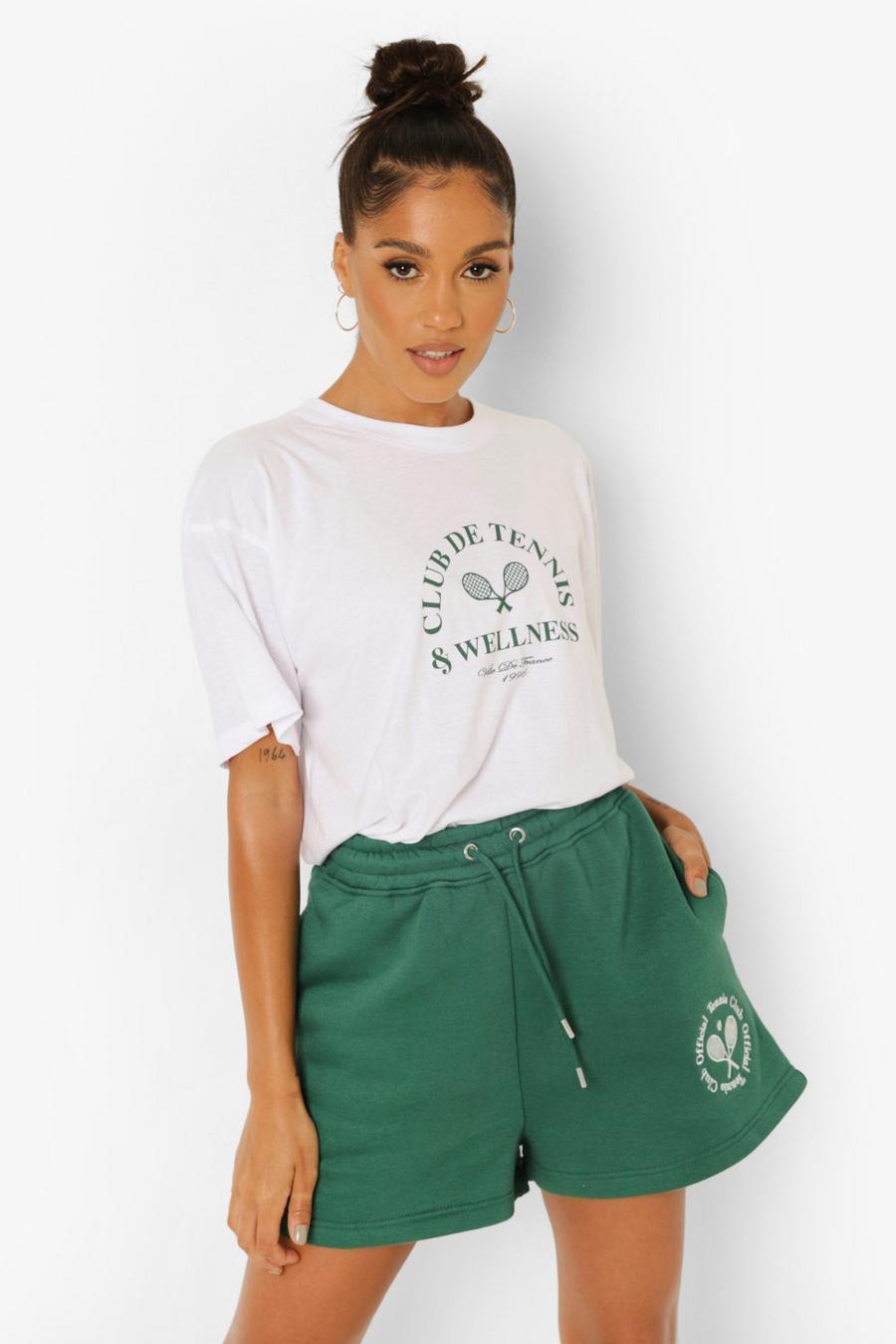 Green Tennis Embroidered Sweat Short image number 1