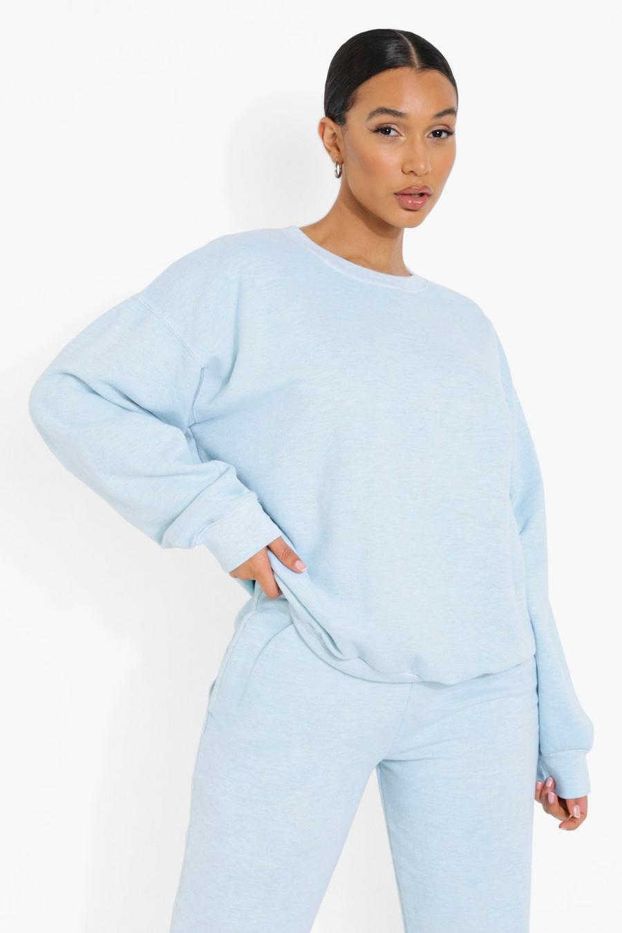 Gefärbtes Oversize Marl Sweatshirt, Pastel blue image number 1