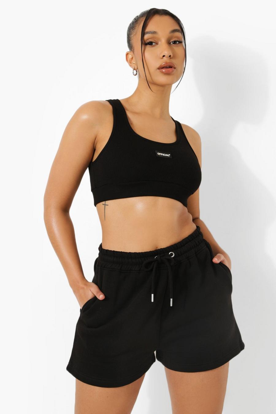 Black Basic Sweat Shorts image number 1
