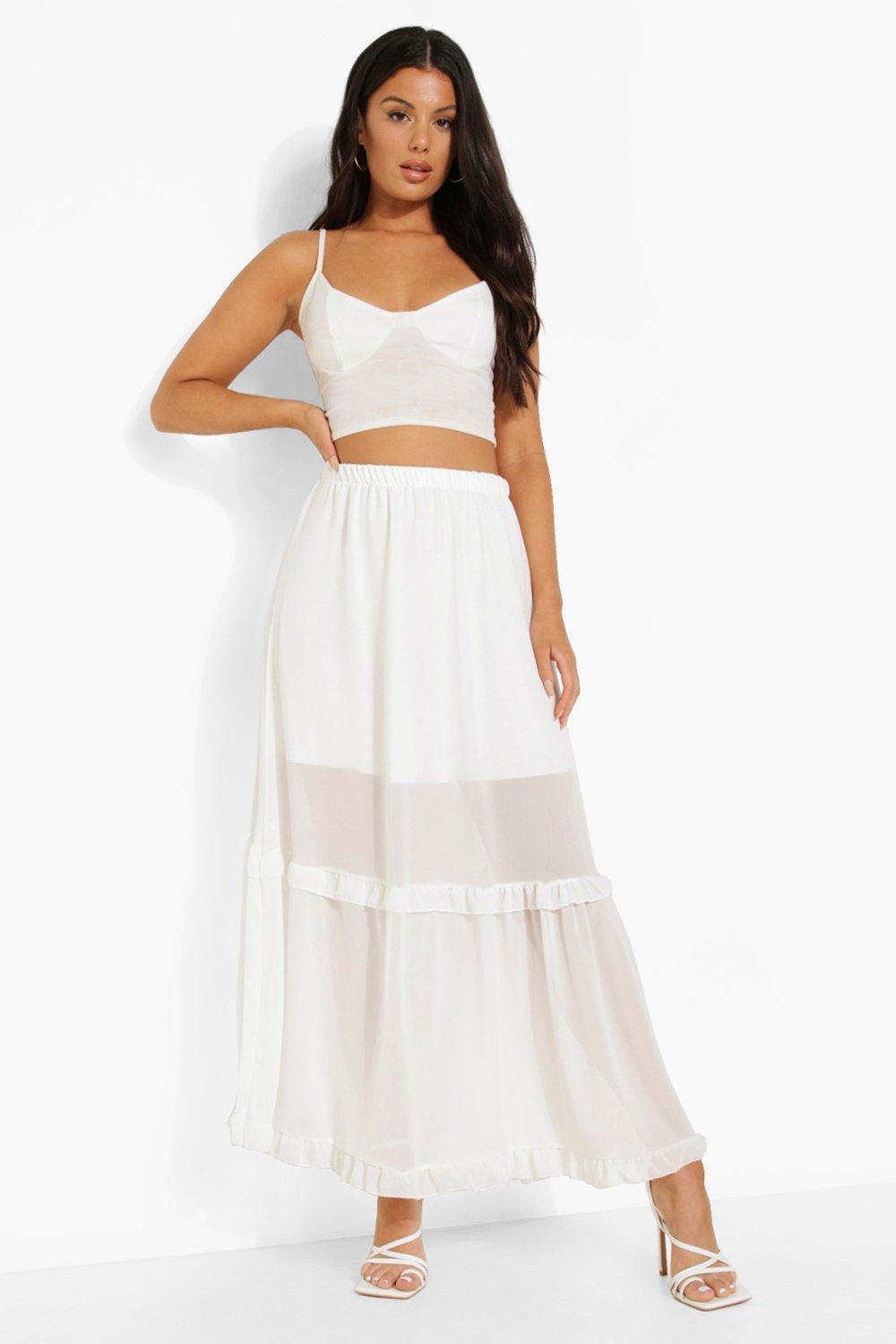 Chiffon maxi 2025 skirt white uk