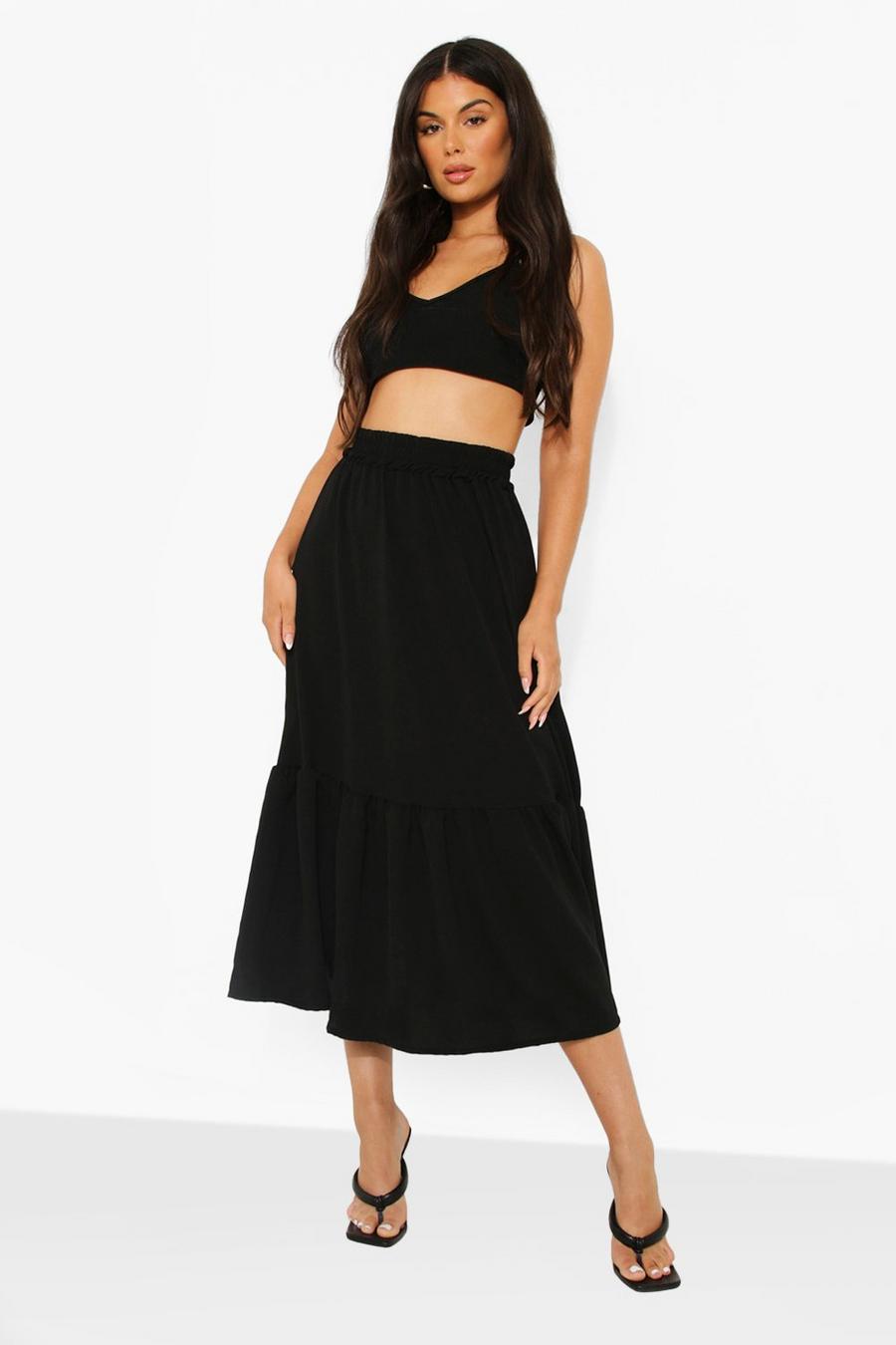 Black Tiered Maxi Skirt image number 1