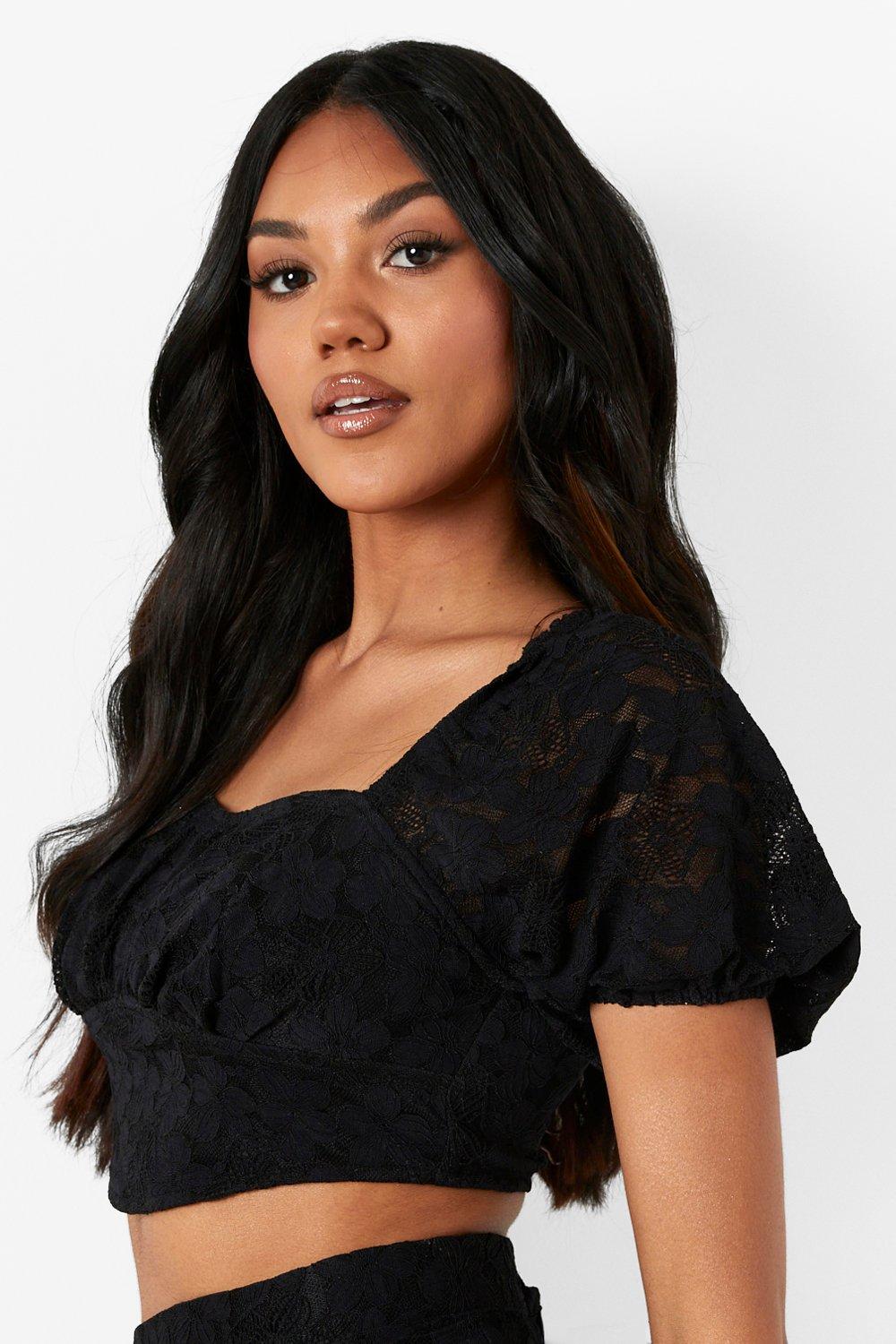 Black lace hotsell puff sleeve top