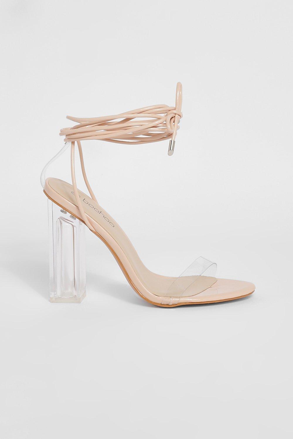 Clear Lace Up Sandals boohoo