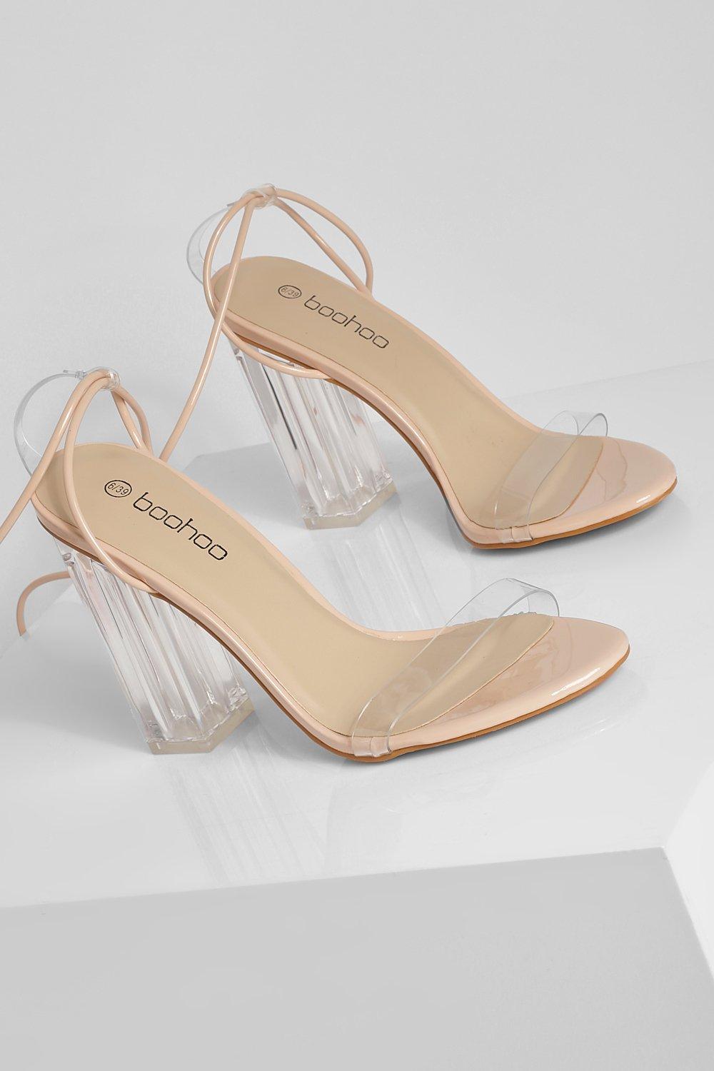 Clear Lace Up Sandals Boohoo UK