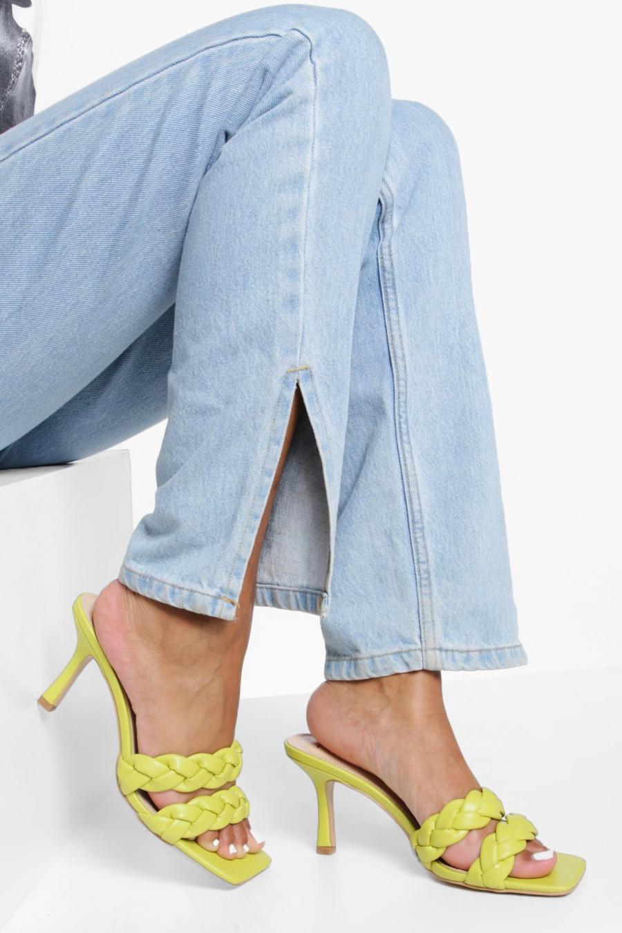 Green Square Toe Pleated Mule image number 1