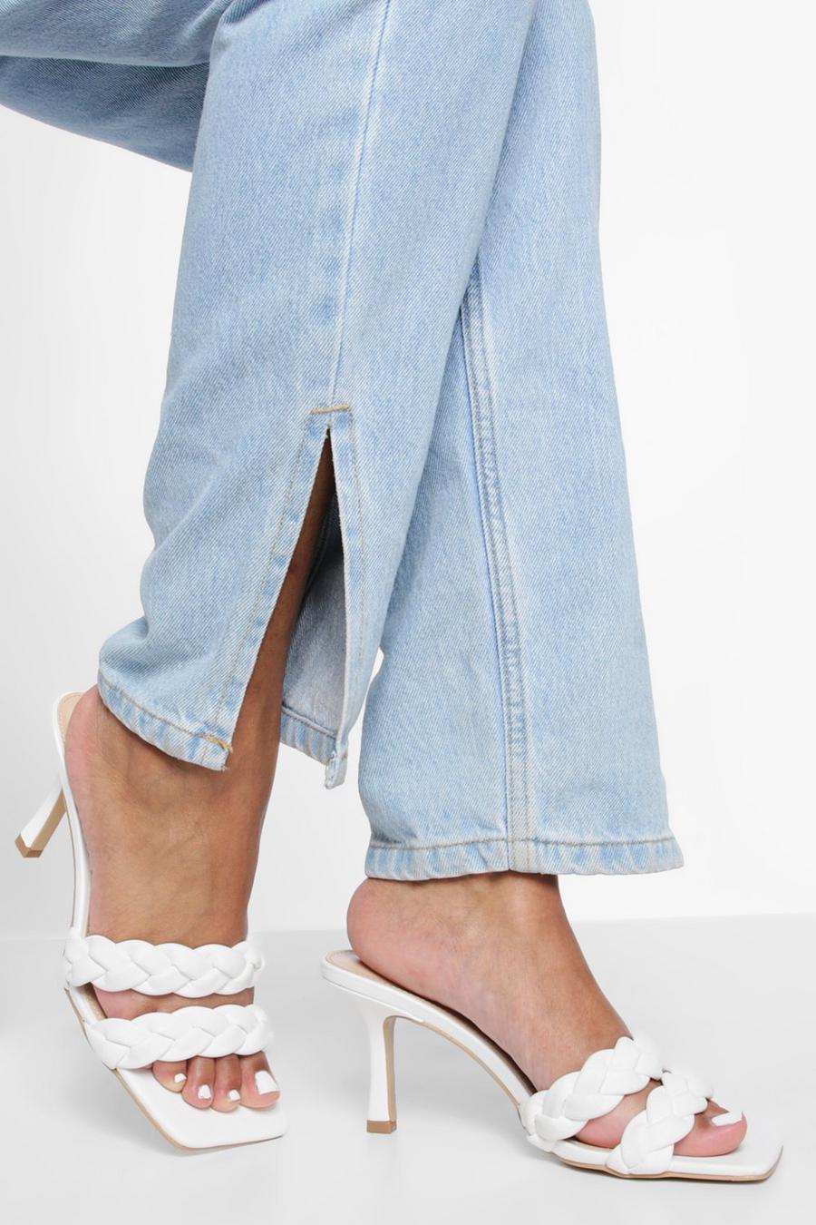 White Square Toe Pleated Mule image number 1