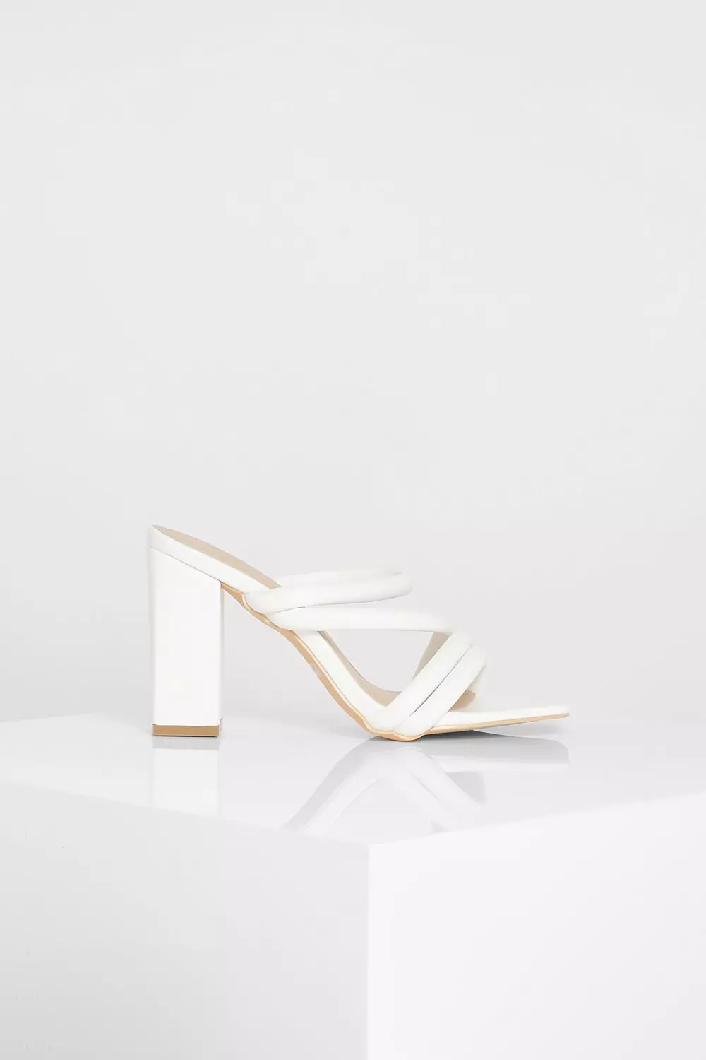 White multi strap store mules