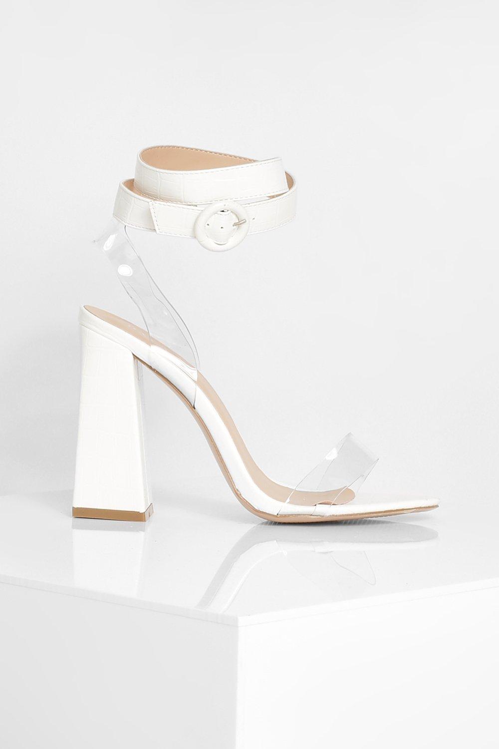 Zapatos tacon ancho online blanco