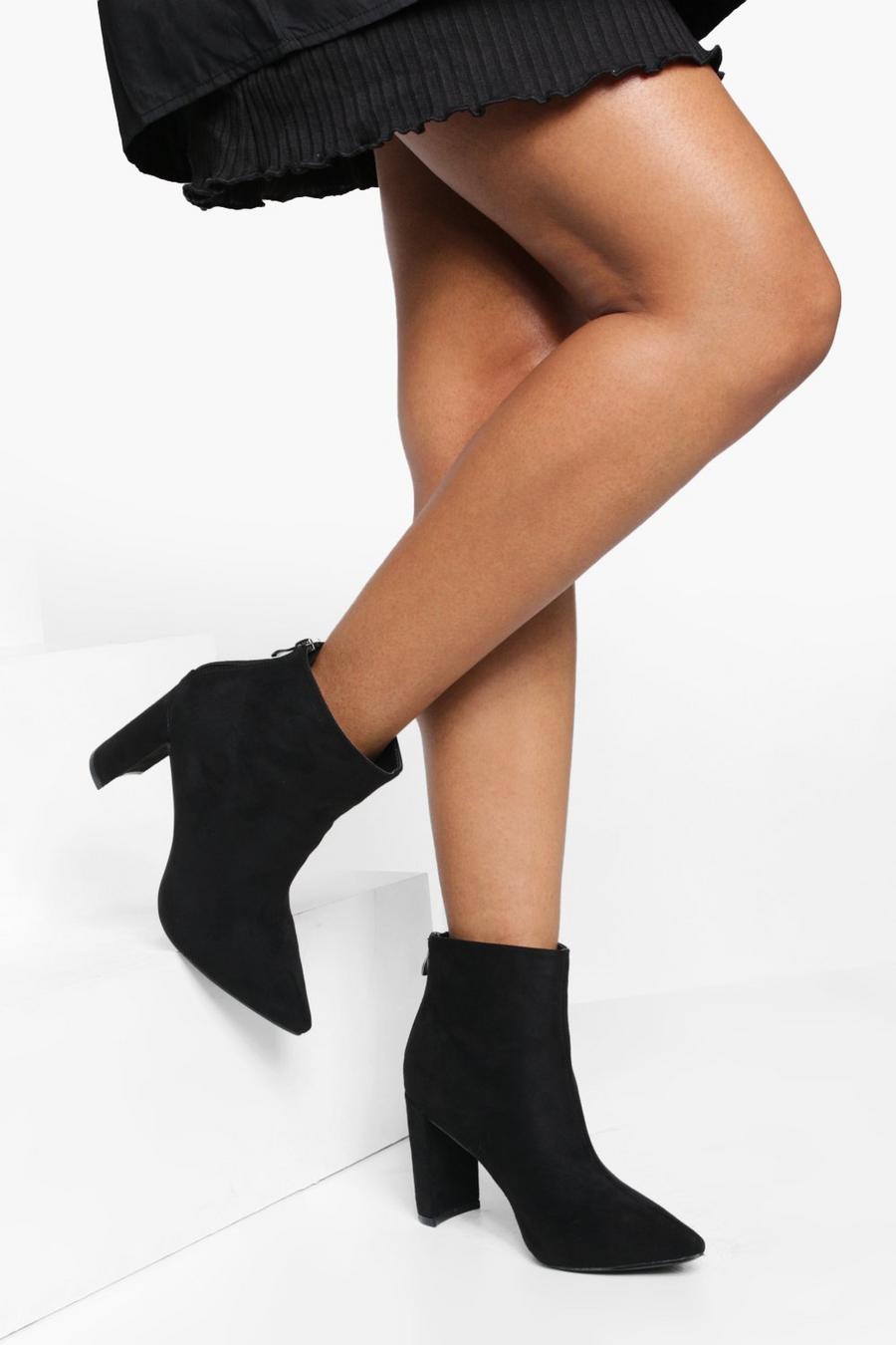 Black svart Wide Fit Pointed Toe Shoe Boots image number 1