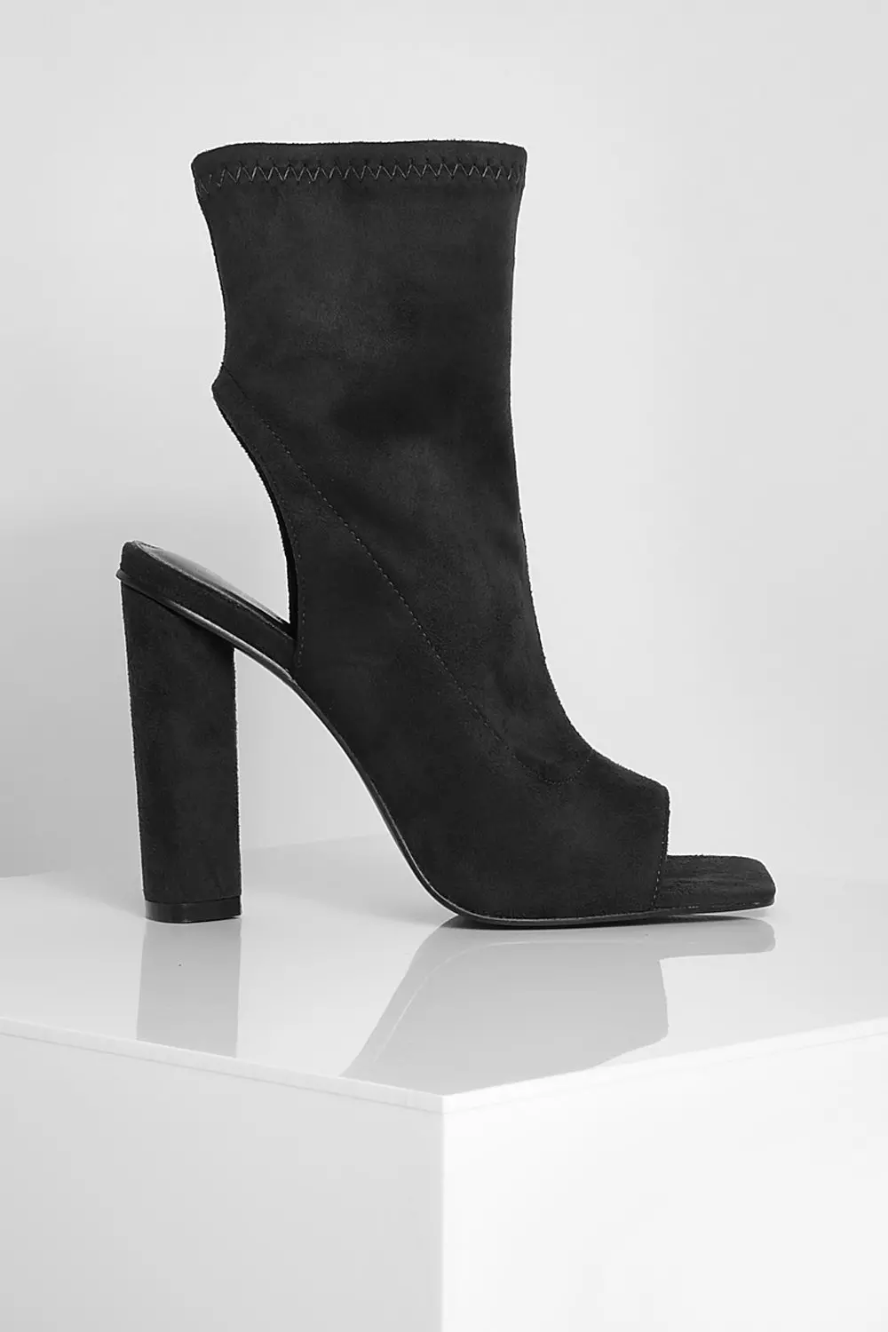 Black Peep Toe Sock Boots alternative image