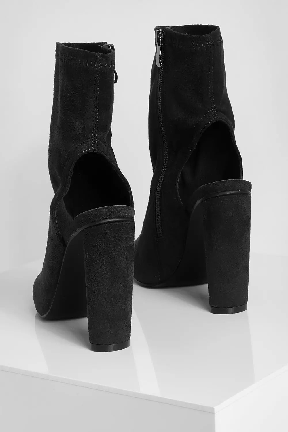 Black Peep Toe Sock Boots alternative image