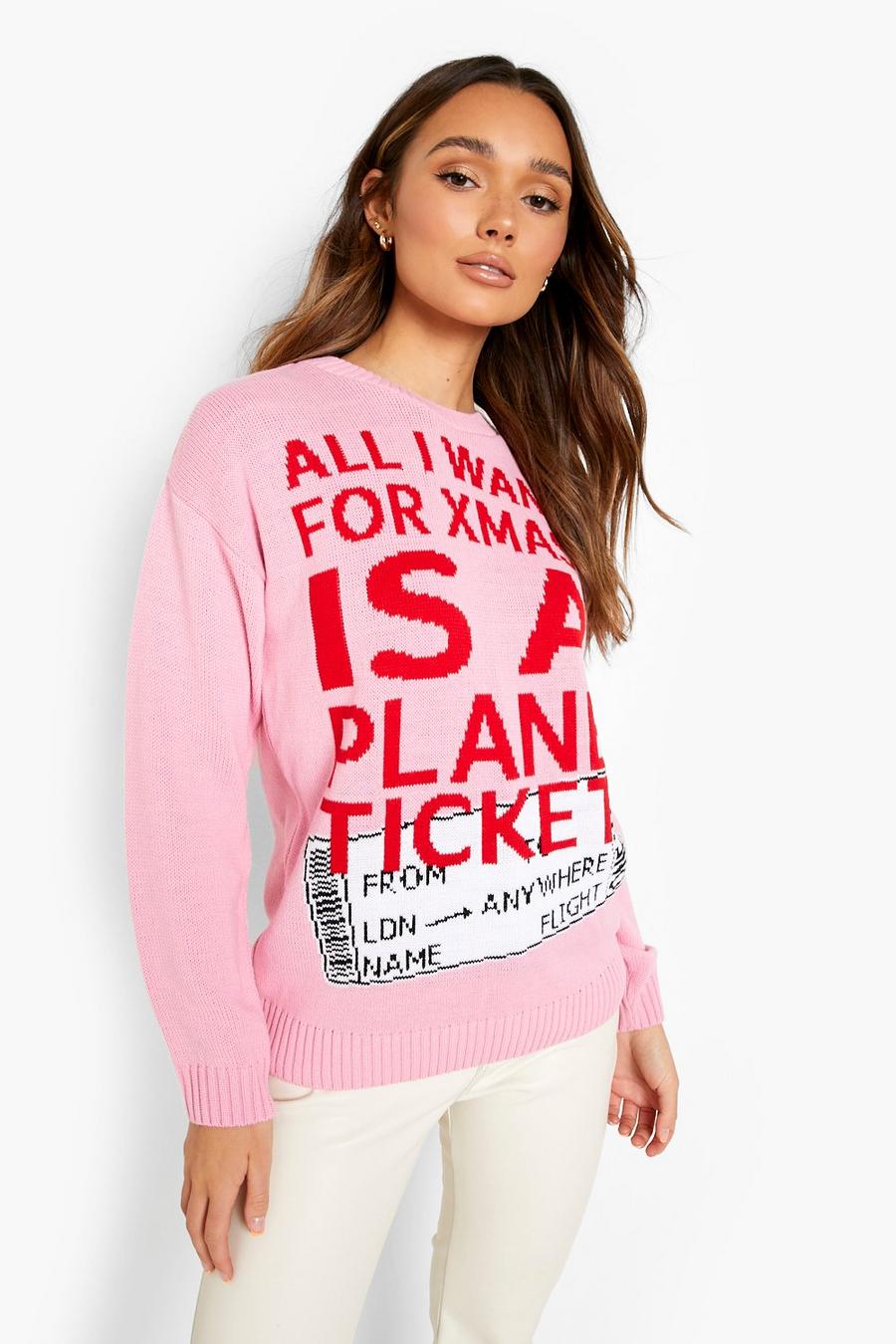Pink All I Want For Xmas Is... Christmas Sweater image number 1
