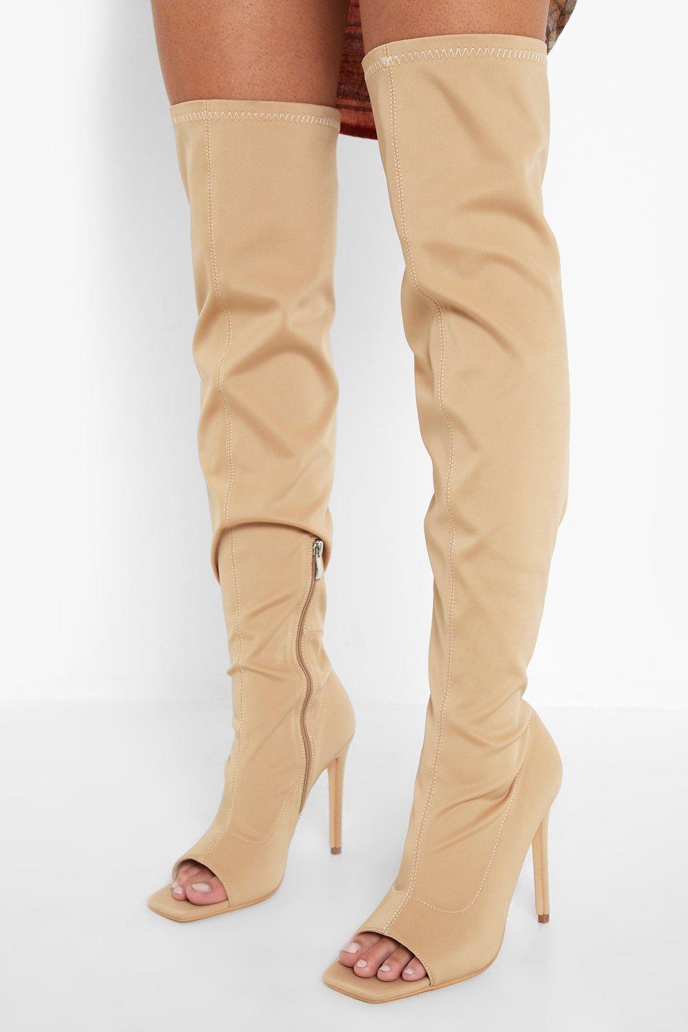 Thigh high store boots peep toe