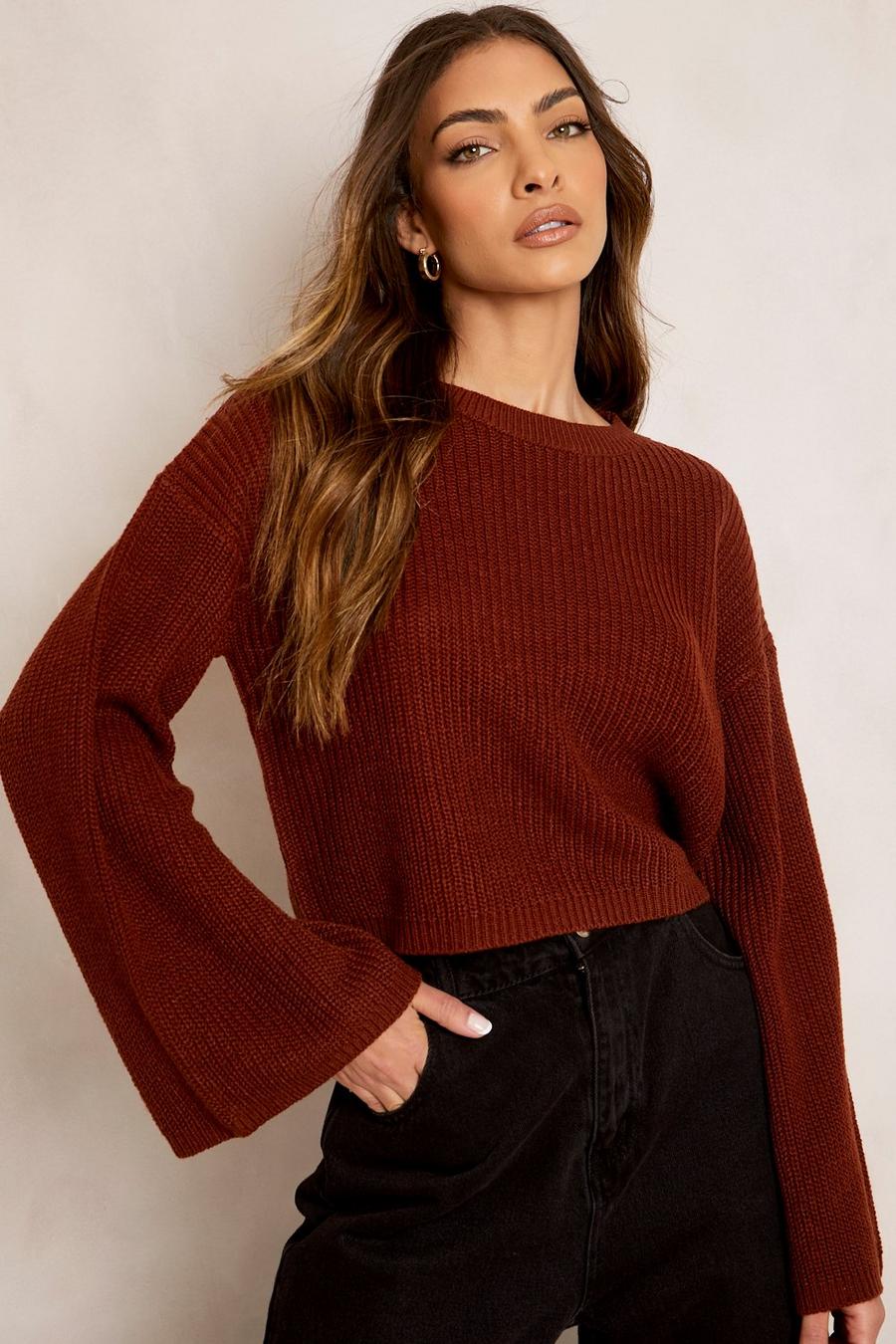 Mahogany Recycled Wide Sleeve Sweater image number 1