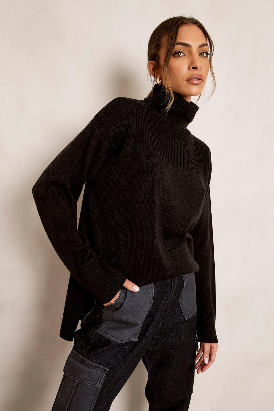 Black Recycled Turtleneck Tunic Sweater image number 1