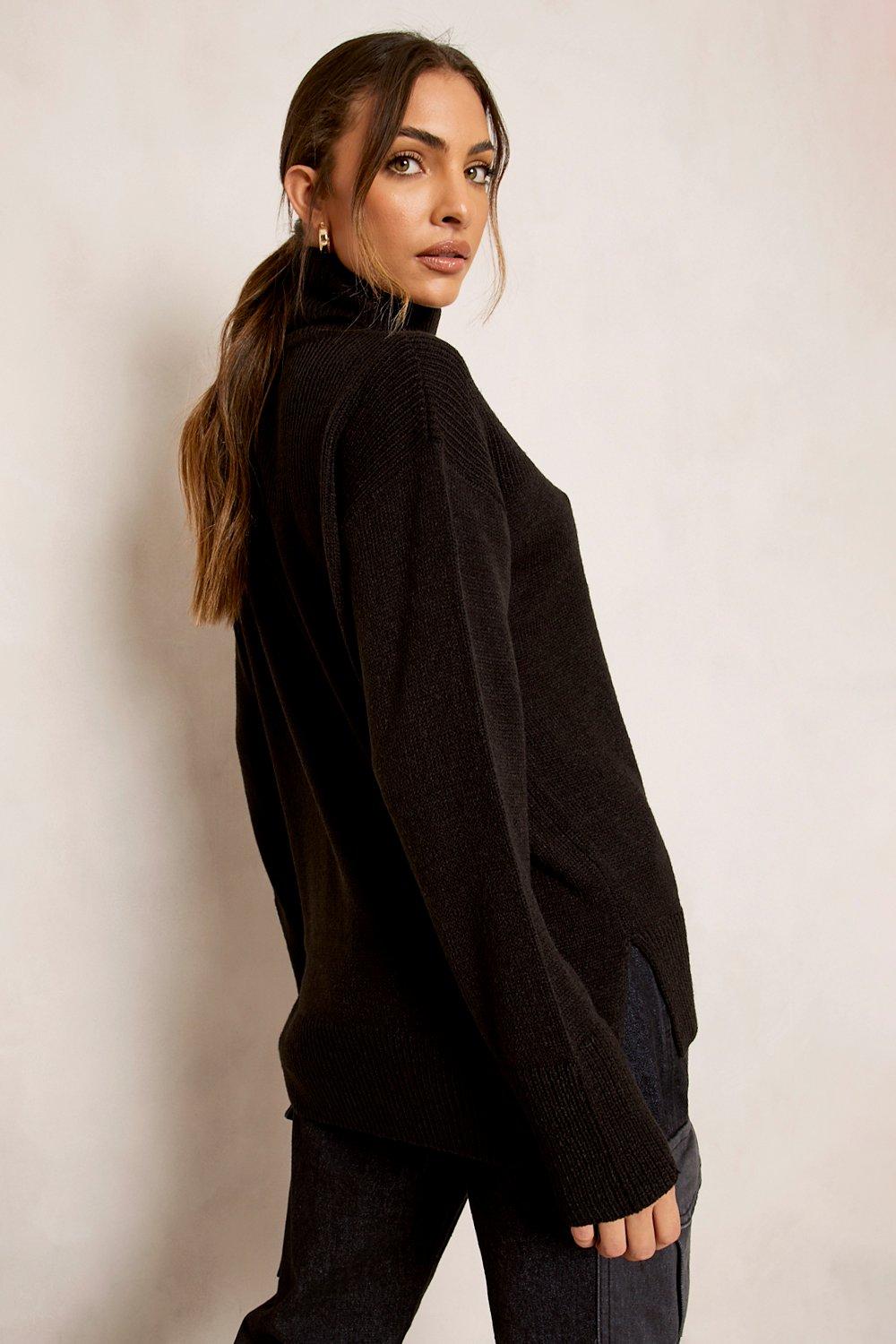 Roll Neck Tunic Jumper boohoo