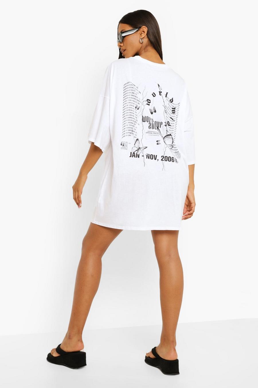 White Back Butterfly Print Oversized T Shirt Dress image number 1