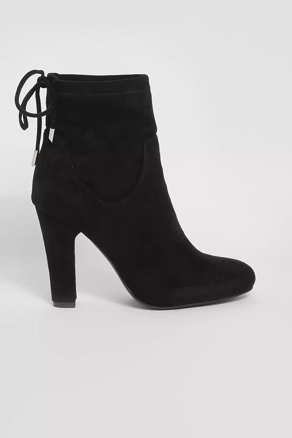 Stone Faux Suede Tie Back Block Heel Sock Boots alternative image