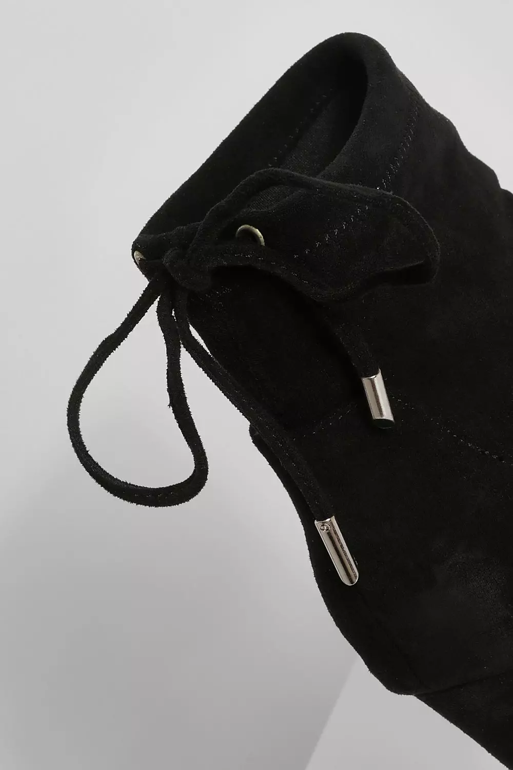 Stone Faux Suede Tie Back Block Heel Sock Boots alternative image